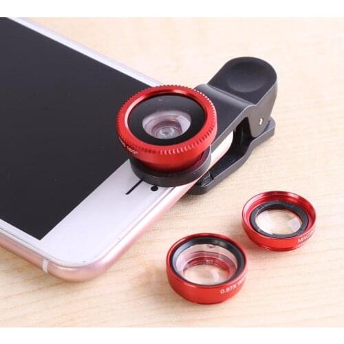 3 in 1 Wide Angle Macro Fisheye Camera Lens Kit Mobile Phone Fish Eye Lenses with Clip 0.67x Universal Portable for All Phones