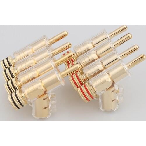 4pcs/set VB202G High Performance 24K Gold plated Audio Banana Connectors 45Dgree Locking banana