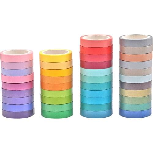 40x Colorful Masking Adhesive Tape Scrapbooking Rainbow Washi Sticky Paper