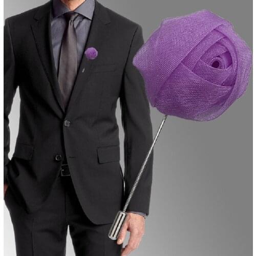 5Pieces/Bag Wedding Groom Boutonniere Handmade Snow Yarn Rose Flower Brooch Party Prom Man Suit Corsage Pin Brooches Flowers