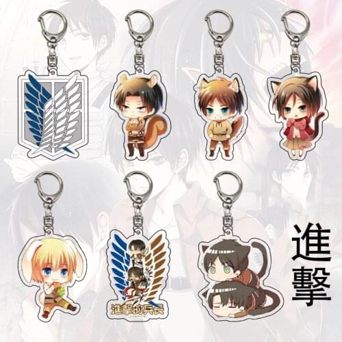 7pcs/lot Anime Attack on Titan Acrylic Pendant Key chain Bag Pendant Toy Gift