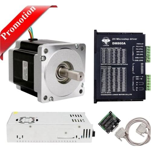 Promotion!EU Free Ship 1Axis Nema34 Stepper Motor 965oz.in 7.5N.m 5.6A& Driver control DM860A High Torque Low Noise/Vibra CNC