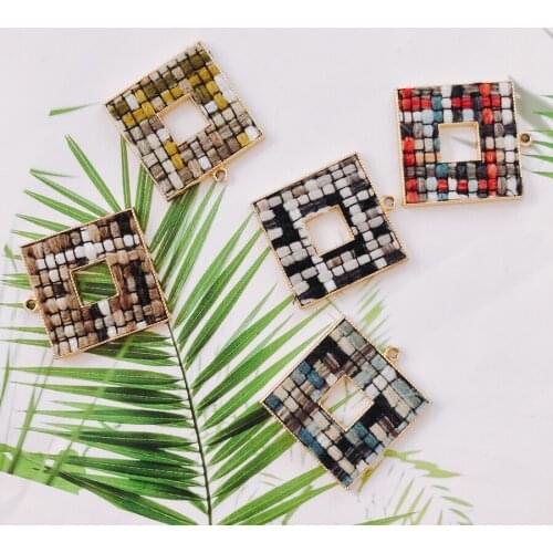 Alloy Quare Pendant Necklace Charms DIY Material Jewelry Earring Accessories