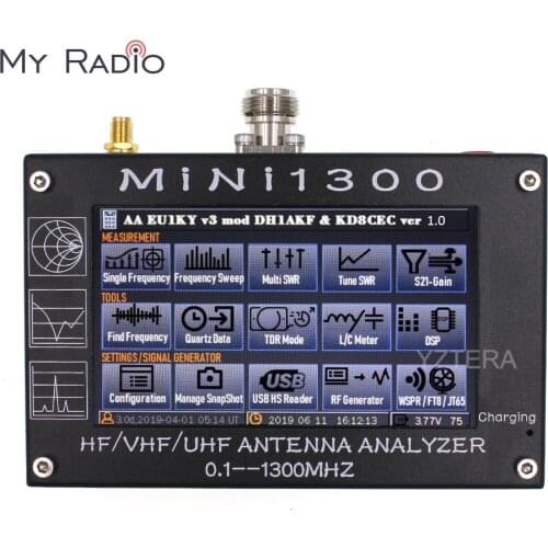 Mini1300 4.3" LCD 0.1-1300MHz HF/VHF/UHF ANT SWR Antenna Analyzer Meter Tester