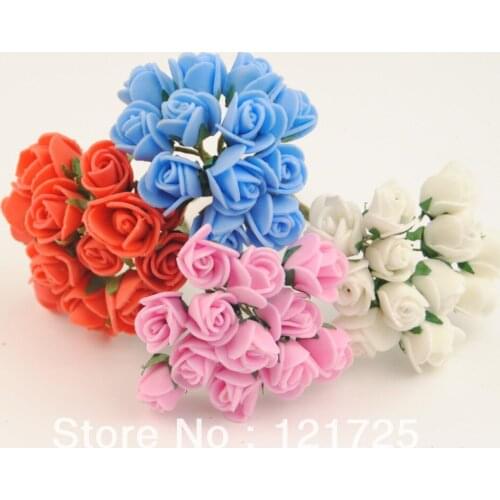 Free Shipping 4 Colors Small PE Rose Flowers Hand Made Mini artificial Flower DIY Wedding Bouquet Scrapbooking Decor
