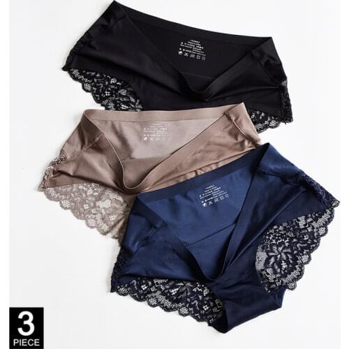 Seamless Panties for Woman Sexy Lace Briefs Solid Color Female Underwear Panty Hot Sale knickers M-XXL 3 Pcs/lot Dropshipping