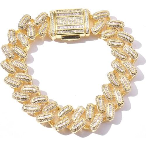 Big 15mm Miami Cuban Bracelet Iced Out Clear Zircon MenS Bracelet Punk Hip Hop Bracelets For Women Jewelry