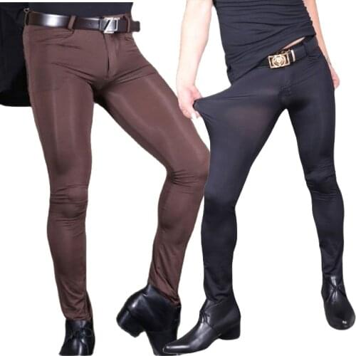 Summer High-Elastic Ultra-Thin Translucent Skinny Casual Trousers Ice Silk Sports Pants Role Play Elastic Fibers Pencil Pants