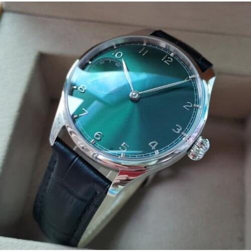 GEERVO no LOGO Contracted style 40mm Stainless steel watch Mechanical Hand Wind Mens watch green dial ST3600 movement