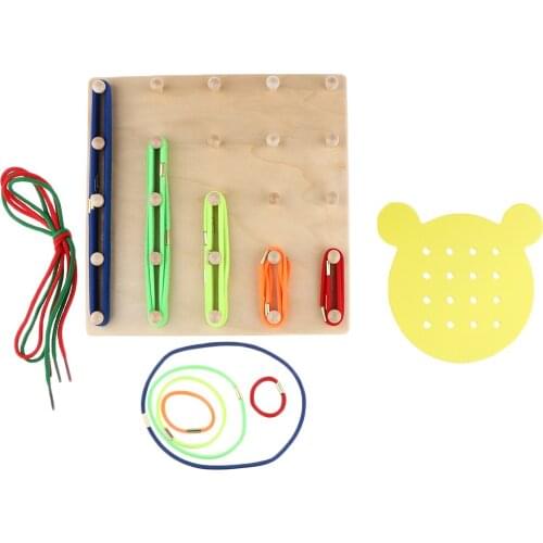 Childrens Wooden Geoboard Math Educational Toy For Boys Girls