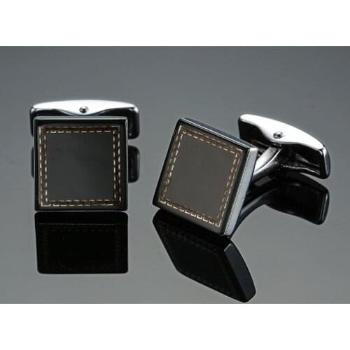 DY High quality brass enamel craft Black Square Gold pattern Cufflinks Mens French shirt Cufflinks free shipping