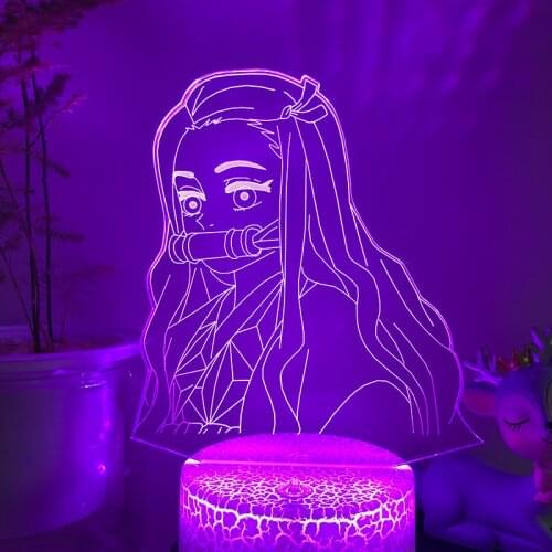 Anime Demon Slayer Kimetsu no Yaiba Nezuko Kamado Figure 16Color LED Night Light For Kids Bedroom Decor Lamp Anime Figure