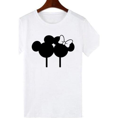 Disney T-shirt Harajuku Mickey Minnie Couple Lollipops Funny Girls T Shirts Vintage Funny Tops Aesthetic Woman Tshirts Dropship