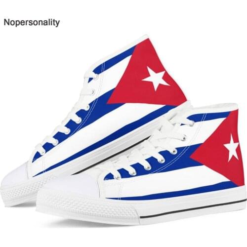 Nopersonality Flag of Cuba Print High Top Canvas Shoes for Women Casual Female Girls Flat Sneakers Clasic Ankle Canvas Shoes