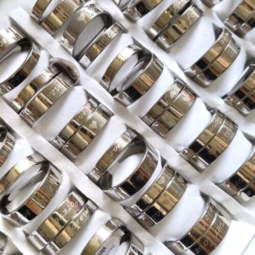 24 PCS (12 Sets) Classic Couple Rings For Men Women Wedding Lovers' Stainless Steel Ring Romantic Valentines Day Present