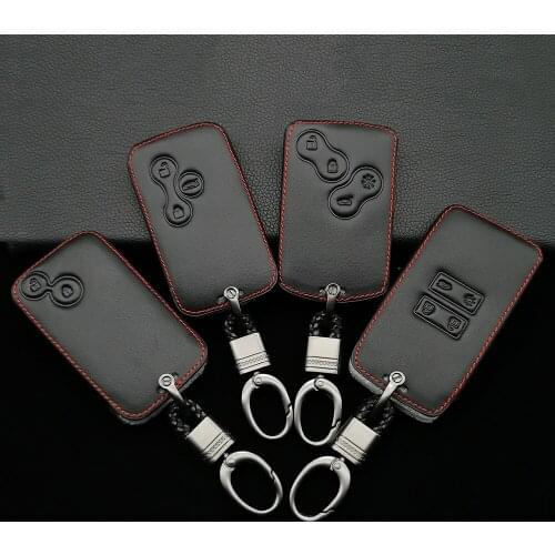 Leather Key Case Cover For Renault Koleos Laguna 2 3 Megane Ridjar Sandero Scenic Capturer Clio Duster Fluence Keys