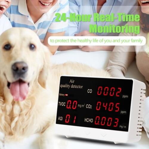 Multifunctional Digital Display High Accuracy CO CO2 HCHO TVOC Detector Air Quality Analyzer Monitor
