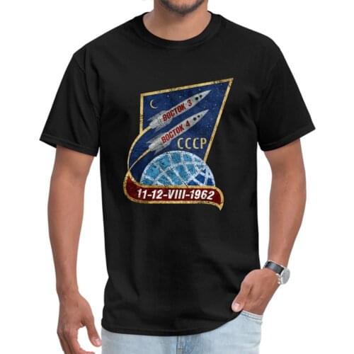 Retro CCCP Boctok VIII Tshirt Russia Soviet Union USSR Space Shuttle Rocket Ship Men T Shirt Back To The Future T-Shirt Tees
