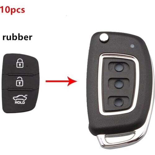 Keyecu 10pcs/lot New Auto Rubber Replacement Parts Car Key Case For HYUNDAI Santa Fe (ix45) 2013-2014 3Buttons Key Shell Blanket