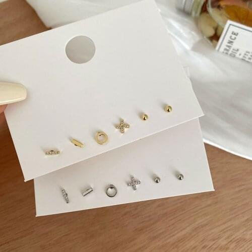 New Arrival Stud Earrings Geometric Metal Women Classic 6-piece Set Of Letter Earrings Simple Korean Female Jewelry
