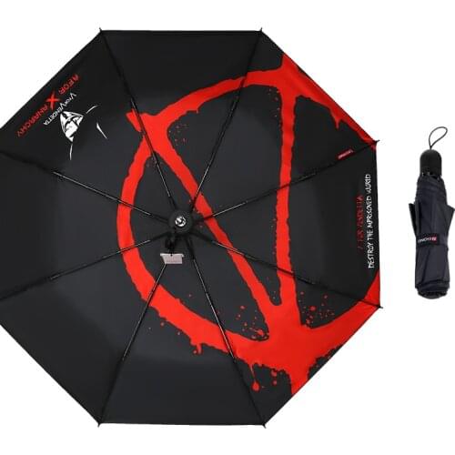 New Anime Umbrella Rain Men Black Coating Windproof Three-folding Umbrella Parasol Personality Customized Boys Gift Umbrellas
