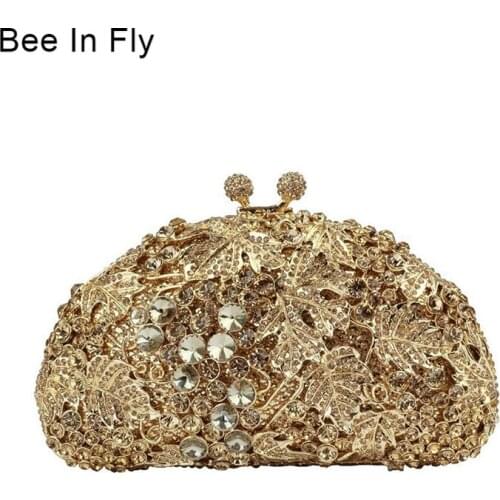 Bee In Fly Special Fan Crystal Clutch Pochette Bag Women Evening Bag Wedding Purse Bridal