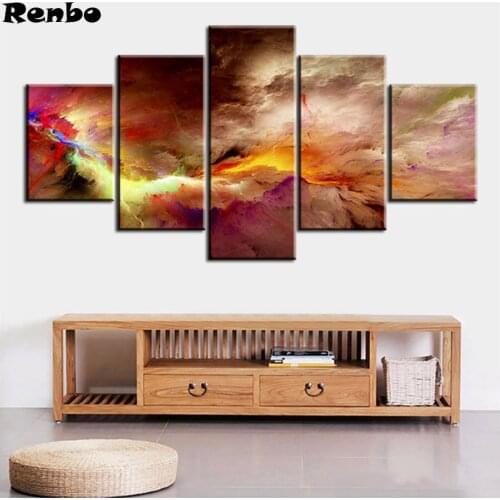 Full Square Round Diamond Embroidery Abstract Colorful Clouds 5D DIY Diamond Painting Cross-Stitch 5pcs/set Diamond Mosaic decor