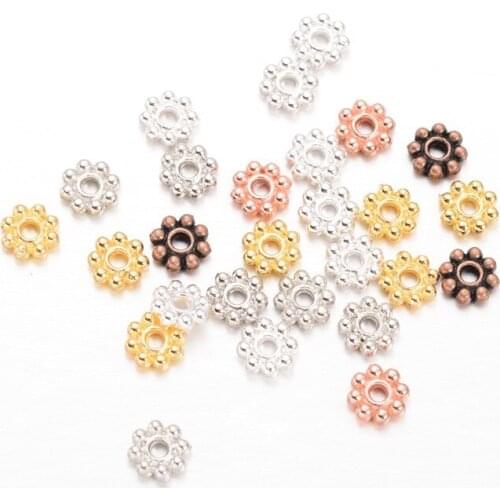 300pcs 5x1.5mm Rose Gold Color Silver Color Flower Shape Alloy Bead Spacers Diy Jewelry Findings Accessories Wholesale Hole: 1mm
