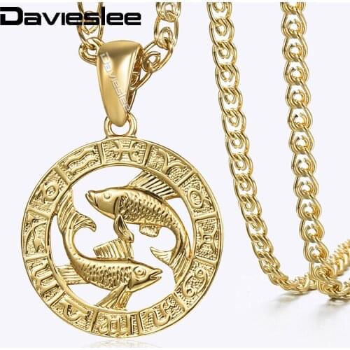 Pisces Pendant Necklaces For Women Gold Zodiac Sign Constellation Pendant Link Chain Jewelry 2018 Gift Dropshipping LGP368