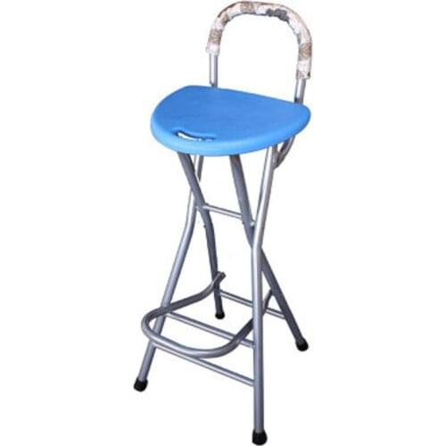 Fishing Stool Folding Balcony Stool Bar Stool Portable High-foot Reception Stool Chair Folding Stool with Footrest