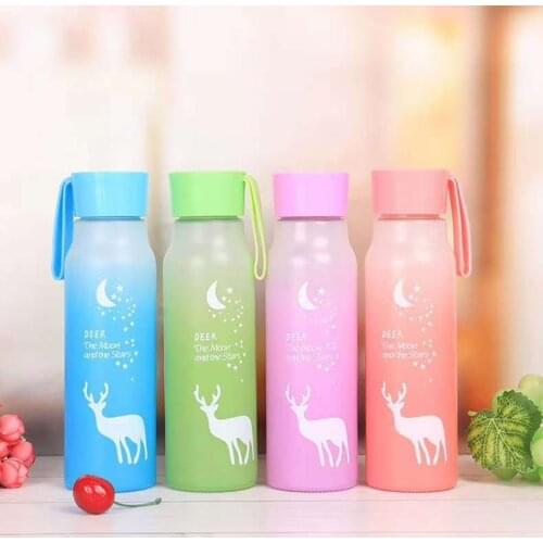 Deer Gradient Color Printed Bpa Free Water Bottle Glass 350ml Keep Warm Drinking Glass，2020 New Cute Glass Water Bottle For Kids