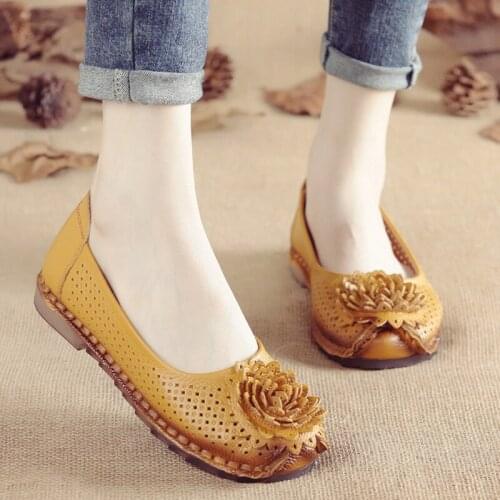 Womens Shoes 2021 New Flat Shoes Comfort Soft Sole Pure Handcraft Leather Flats Shoes Genuine Leather Black Shoes for Women