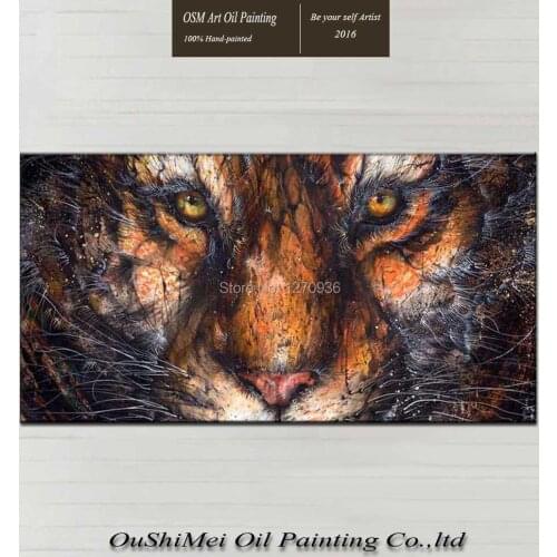 Cleverness strong old tiger orange hair clever eyes small nose nice martial arts training ground oil painting decoration