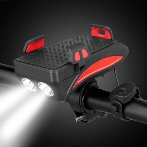 USB Rechargeable Bike Light MTB Bicycle Front Back Rear Taillight Cycling Safety Warning Light Waterproof Bicycle Phone Holder