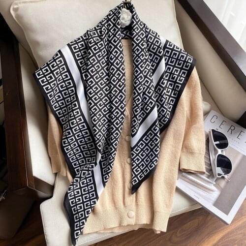 South Korea Spring and Summer 2021 New Fashion Large Square Scarf Womens Silk Scarf Dual Purpose Decorative Shawl Shawl