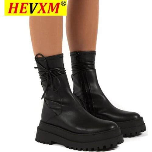 New Brand Big Size 43 Female Platform ankle boots chunk punk Combat Boots for women Cool Stylish Autumn shoes woman