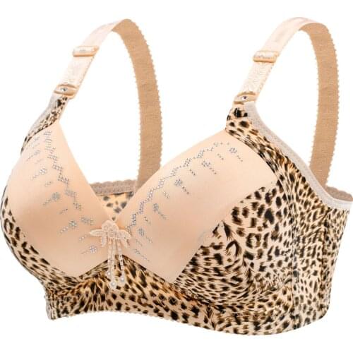 2021 New Large Size Comfortable Gather Leopard Bra For Women Adjustable shoulder strap Breathable Thin Womens Underwear
