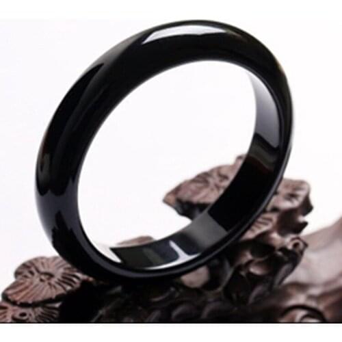 Womens Jade Bracelet Black Fashion Accessories Jadeite Natural Charm Women Men For Hand Carved Round Bangle Ladies Jewelry