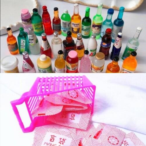 10PCS 1/12 Non-repetitive Miniature Food Play Blind Box Blind Bag Resin DIY Food Supermarket Mini Drink Dessert Bottle Model