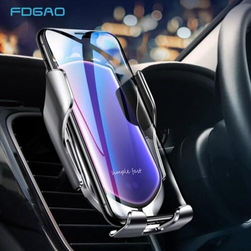 FDGAO 10W Wireless Car Charger infrared Sensor Holder for iPhone 8 X XR X Samsung S10 S9 Air Vent QI Fast Charging Phone Stand