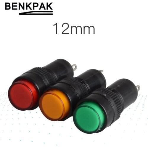 100pcs 12mm Indicator light Signal light indicator lamp red,green,yellow