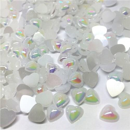 100pcs 8mm AB color Resin Heart Flatbacks Confetti Cabochons Cardmaking Embellishments Scrapbooking wedding Crafts