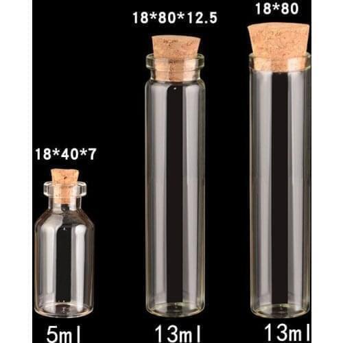 1000pcs 5ml 13ml Mini Small Tube Glass Bottles with Clear Cork Stopper Jars Tiny Wedding Vials Message Favor Containers Jewelry