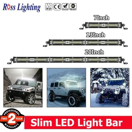 12D Slim Car LED Work Light Bar 7" 12" 20"inch Single Row Flood Beam Offroad LED Bar For SUV ATV Truck Tractor 12V 24V