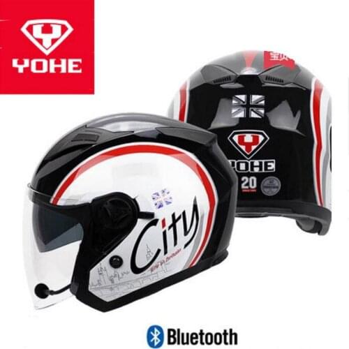 2018 Summer New YOHE Open Face Motorcycle Helmet Knight safety equipment 3/4 ABS Motorbike Helmets with Bluetooth PC Lens Visor