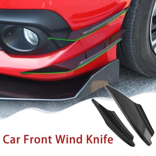 4Pcs Automobile Refitting Front Bar Movement Wind Knife Bright Black Blade Guide Wind Knife Front Surrounds Front Bumper Spoiler