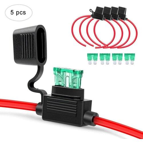 5/10pcs /Set 30A Car Blade Fuse for Car Boat New Car Fuse 12 Gauge ATC/ATO Mini Small Medium In-Line Fuse Holder with Waterproof