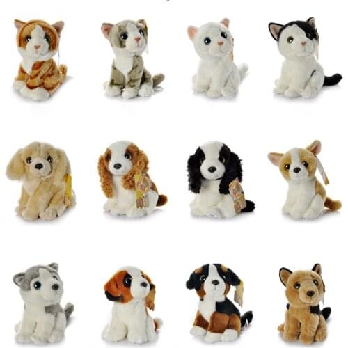 7" Lifelike Dog Plush Toy Real Life Cat Stuffed Toys Soft Husky Shepherd Dog Cocker Spaniel Saint Bernard Plush Dolls