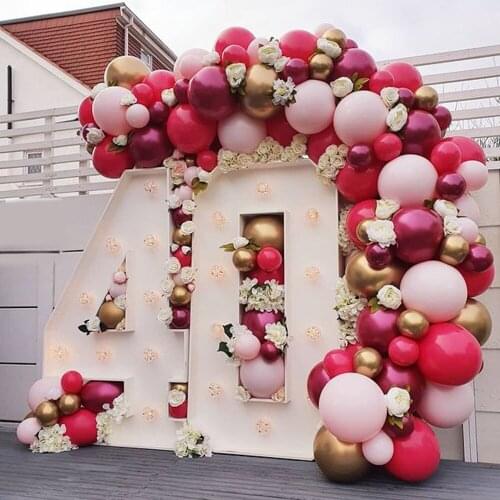 92pcs Red Pink Metal Rose Red Balloon Garland Arch Kit Gold Latex Balloons Baby Shower Birthday Party Wedding Decoration Props