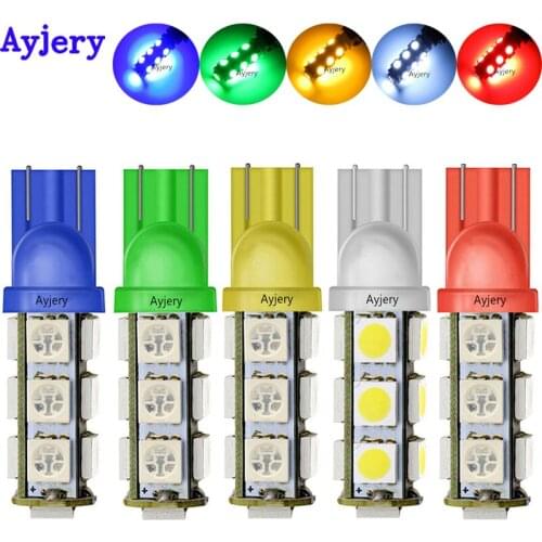 AYJERY 500pcs/lot Super Bright 12V T10 W5W LED Bulb 5050 SMD 13 SMD LED White Blue 194 168 wedge Lights bulbs License Plate Lamp